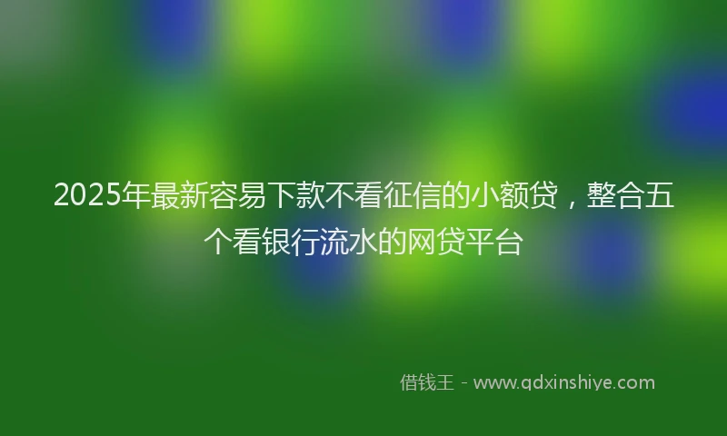2025年最新容易下款不看征信的小额贷，整合五个看银行流水的网贷平台