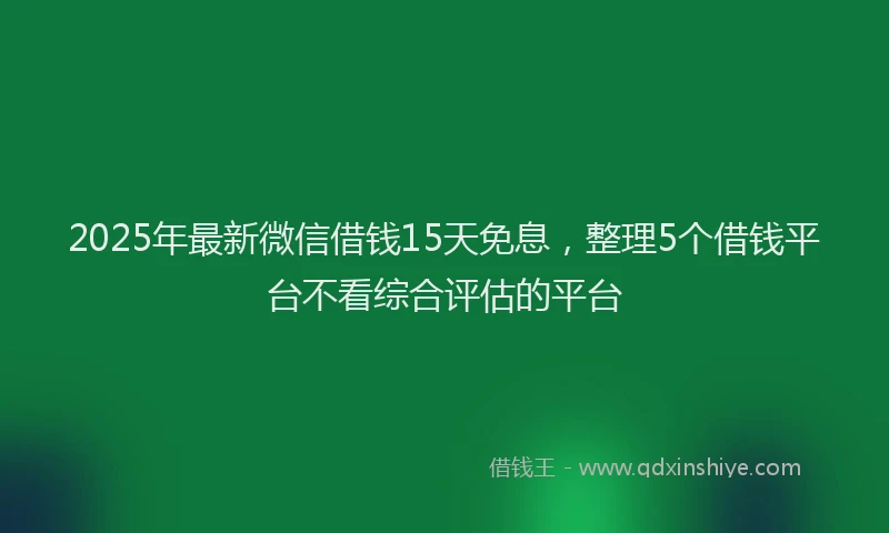 2025年最新微信借钱15天免息，整理5个借钱平台不看综合评估的平台