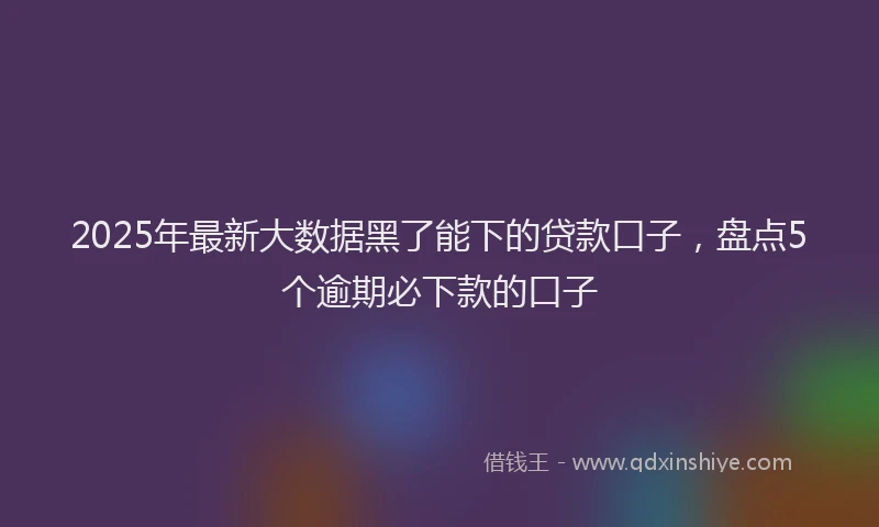 2025年最新大数据黑了能下的贷款口子，盘点5个逾期必下款的口子