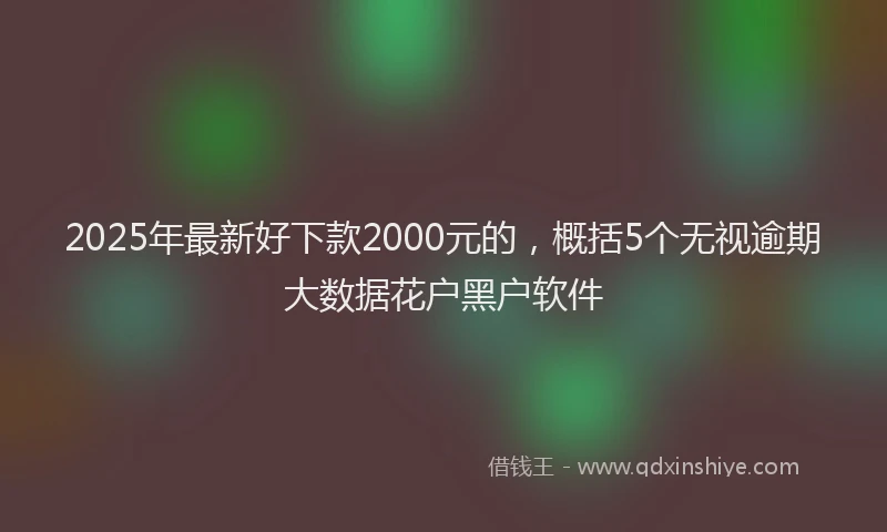 2025年最新好下款2000元的，概括5个无视逾期大数据花户黑户软件