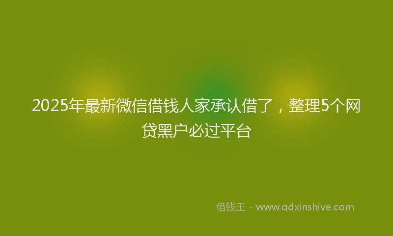 2025年最新微信借钱人家承认借了，整理5个网贷黑户必过平台