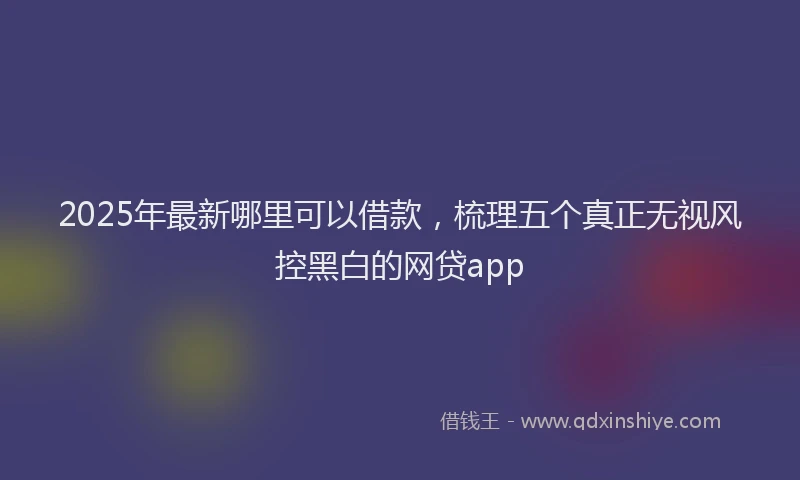 2025年最新哪里可以借款，梳理五个真正无视风控黑白的网贷app