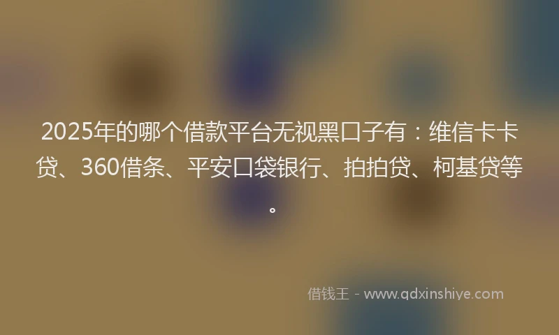 2025年的哪个借款平台无视黑口子有：维信卡卡贷、360借条、平安口袋银行、拍拍贷、柯基贷等。