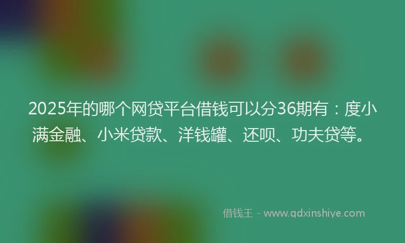 2025年的哪个网贷平台借钱可以分36期有：度小满金融、小米贷款、洋钱罐、还呗、功夫贷等。