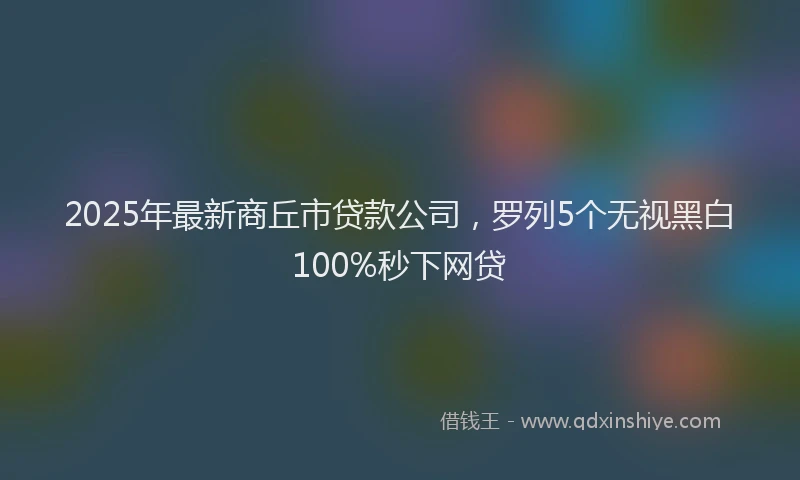 2025年最新商丘市贷款公司，罗列5个无视黑白100%秒下网贷