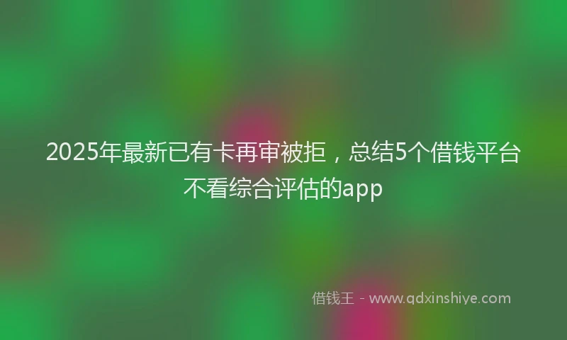 2025年最新已有卡再审被拒，总结5个借钱平台不看综合评估的app