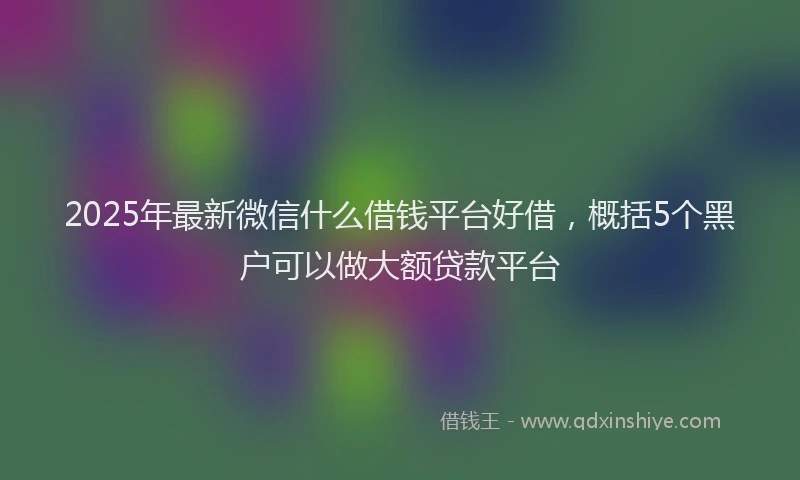 2025年最新微信什么借钱平台好借，概括5个黑户可以做大额贷款平台