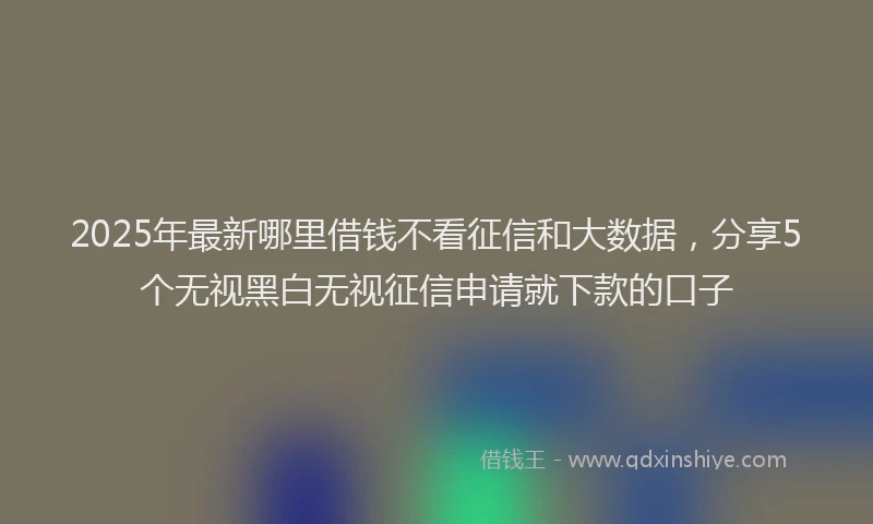 2025年最新哪里借钱不看征信和大数据，分享5个无视黑白无视征信申请就下款的口子