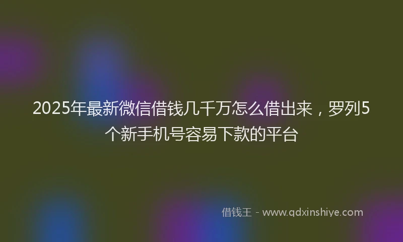 2025年最新微信借钱几千万怎么借出来，罗列5个新手机号容易下款的平台