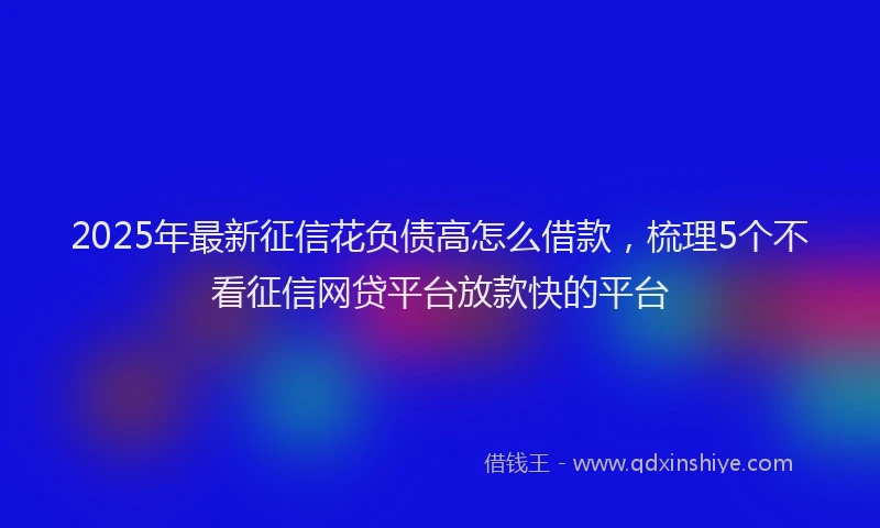 2025年最新征信花负债高怎么借款，梳理5个不看征信网贷平台放款快的平台