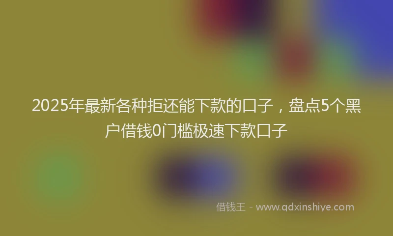 2025年最新各种拒还能下款的口子，盘点5个黑户借钱0门槛极速下款口子