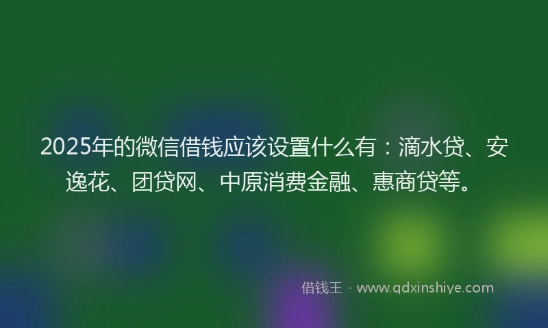 2025年的微信借钱应该设置什么有：滴水贷、安逸花、团贷网、中原消费金融、惠商贷等。