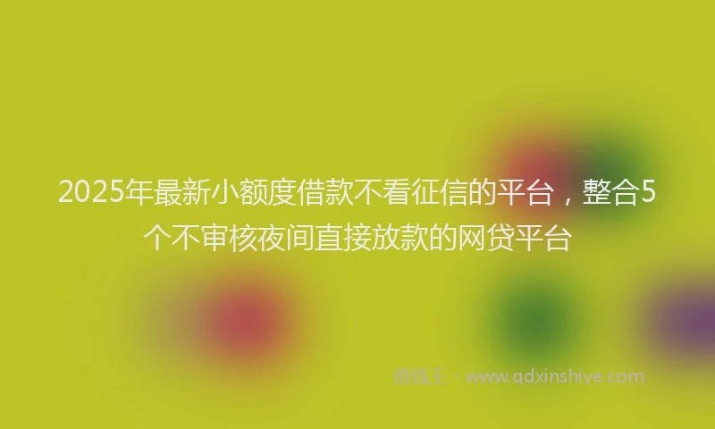 2025年最新小额度借款不看征信的平台，整合5个不审核夜间直接放款的网贷平台