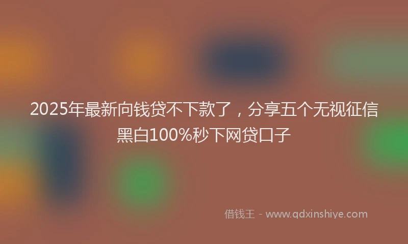 2025年最新向钱贷不下款了，分享五个无视征信黑白100%秒下网贷口子