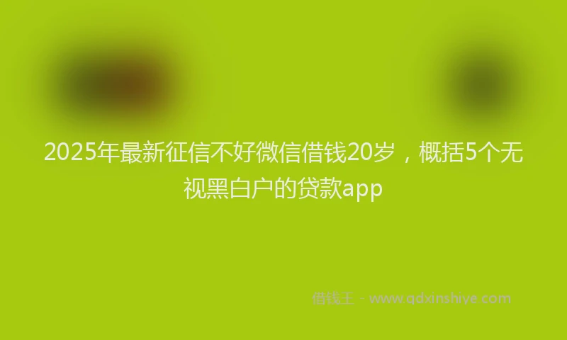 2025年最新征信不好微信借钱20岁，概括5个无视黑白户的贷款app