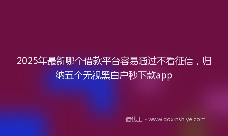 2025年最新哪个借款平台容易通过不看征信，归纳五个无视黑白户秒下款app