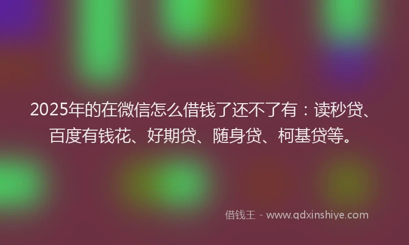 2025年的在微信怎么借钱了还不了有：读秒贷、百度有钱花、好期贷、随身贷、柯基贷等。
