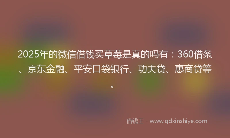 2025年的微信借钱买草莓是真的吗有：360借条、京东金融、平安口袋银行、功夫贷、惠商贷等。