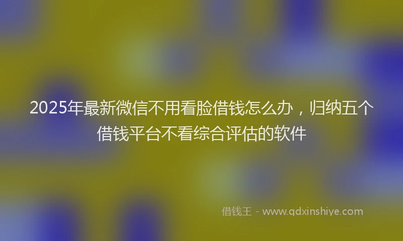 2025年最新微信不用看脸借钱怎么办，归纳五个借钱平台不看综合评估的软件