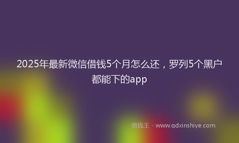 2025年最新微信借钱5个月怎么还，罗列5个黑户都能下的app