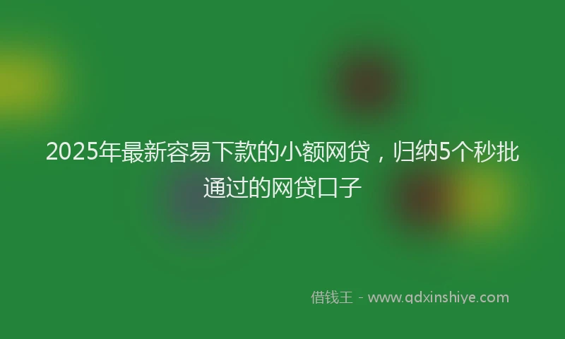 2025年最新容易下款的小额网贷，归纳5个秒批通过的网贷口子