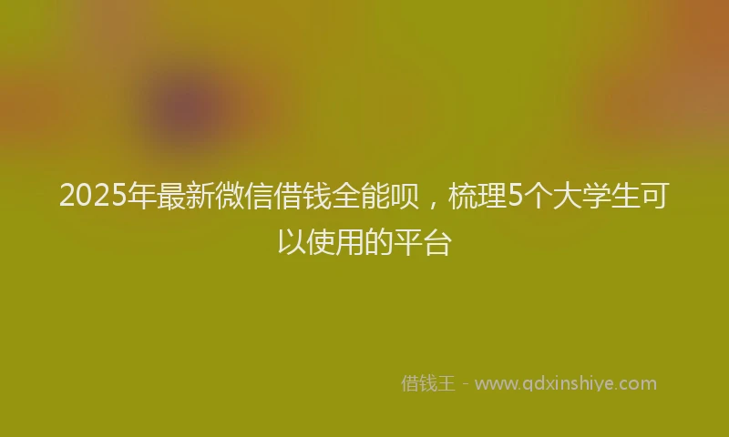 2025年最新微信借钱全能呗，梳理5个大学生可以使用的平台