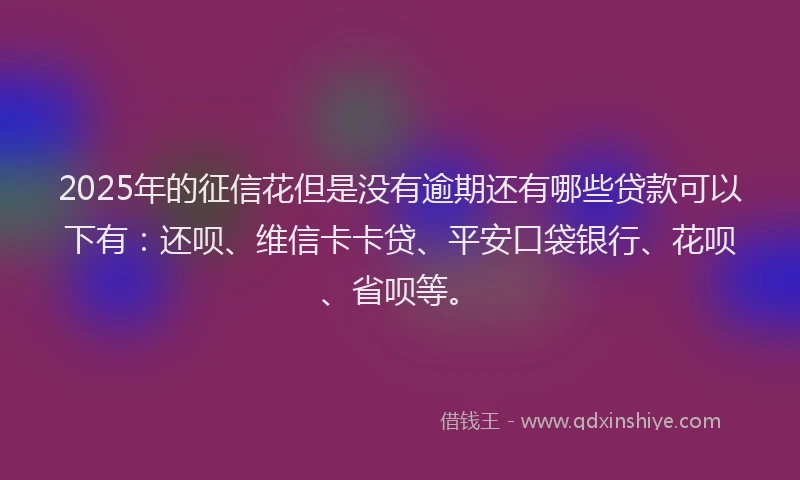 2025年的征信花但是没有逾期还有哪些贷款可以下有：还呗、维信卡卡贷、平安口袋银行、花呗、省呗等。