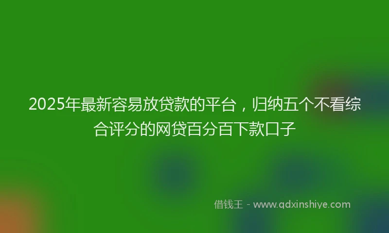 2025年最新容易放贷款的平台，归纳五个不看综合评分的网贷百分百下款口子