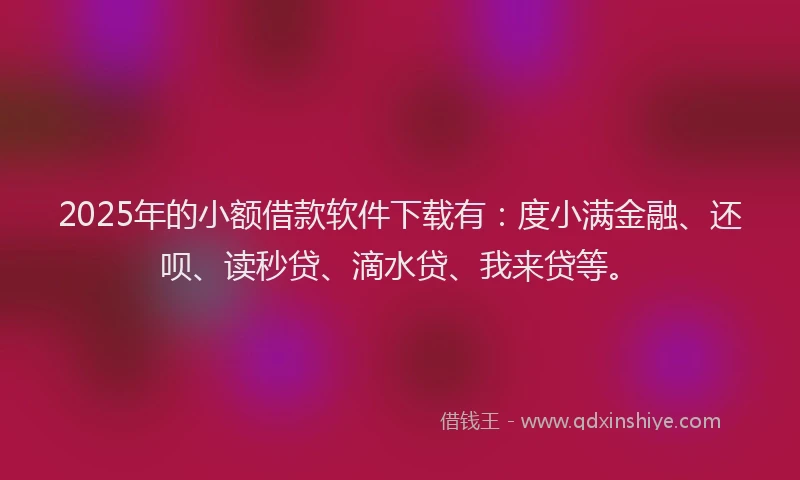 2025年的小额借款软件下载有：度小满金融、还呗、读秒贷、滴水贷、我来贷等。