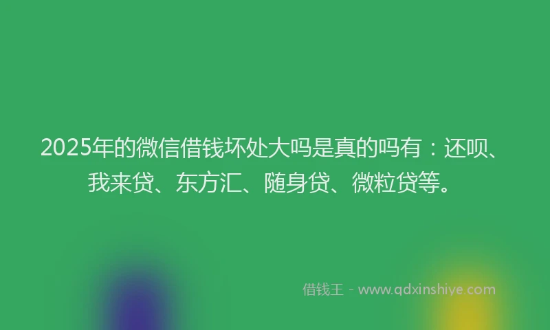2025年的微信借钱坏处大吗是真的吗有：还呗、我来贷、东方汇、随身贷、微粒贷等。