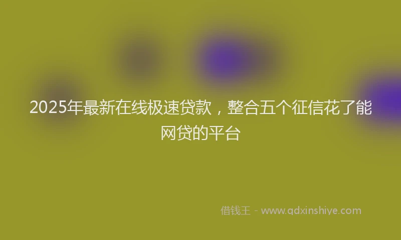 2025年最新在线极速贷款，整合五个征信花了能网贷的平台