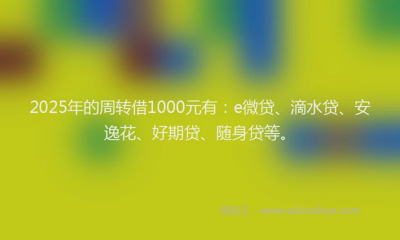 2025年的周转借1000元有：e微贷、滴水贷、安逸花、好期贷、随身贷等。