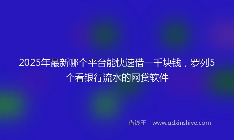 2025年最新哪个平台能快速借一千块钱，罗列5个看银行流水的网贷软件
