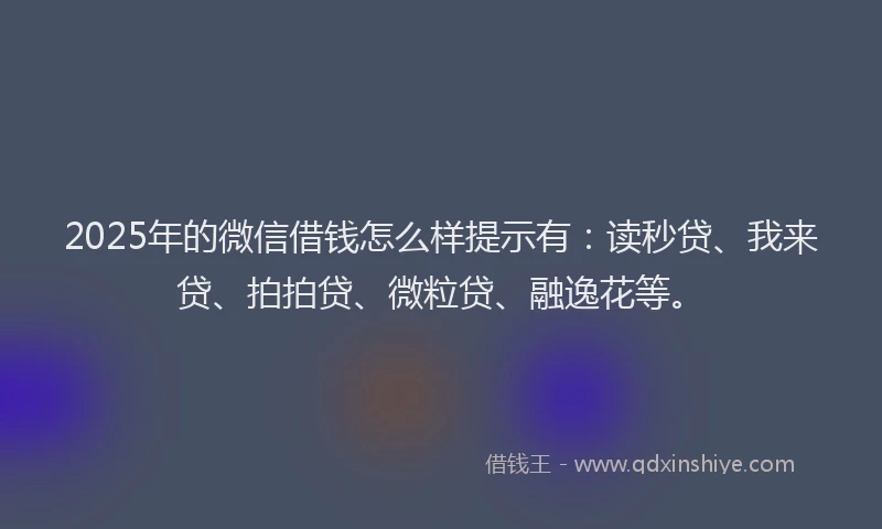 2025年的微信借钱怎么样提示有：读秒贷、我来贷、拍拍贷、微粒贷、融逸花等。