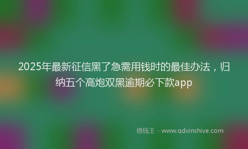 2025年最新征信黑了急需用钱时的最佳办法，归纳五个高炮双黑逾期必下款app