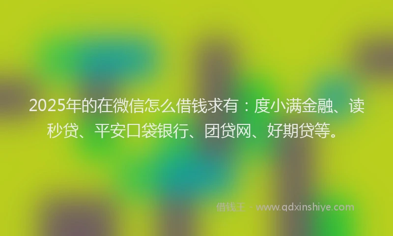 2025年的在微信怎么借钱求有：度小满金融、读秒贷、平安口袋银行、团贷网、好期贷等。