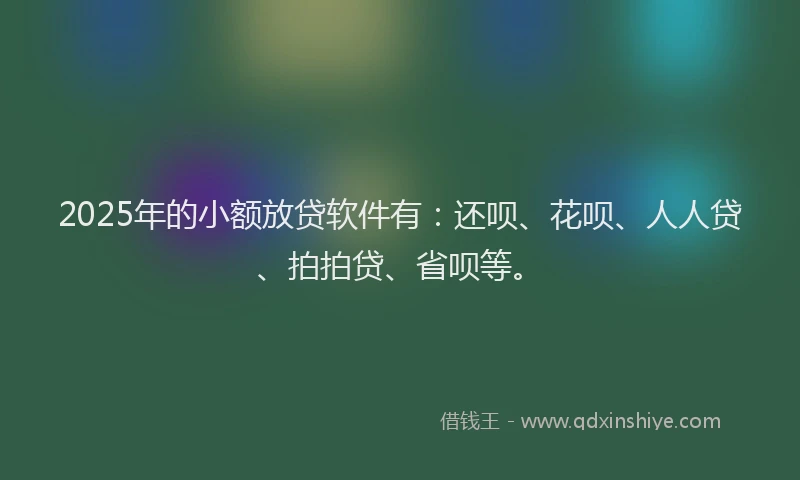 2025年的小额放贷软件有：还呗、花呗、人人贷、拍拍贷、省呗等。