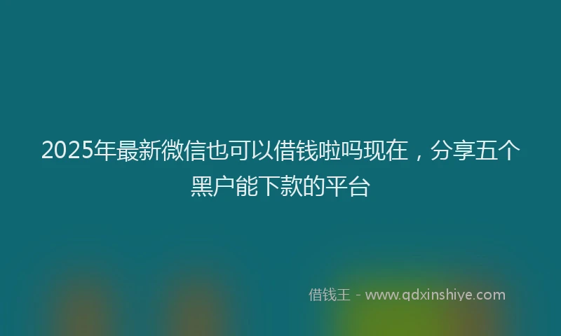 2025年最新微信也可以借钱啦吗现在，分享五个黑户能下款的平台