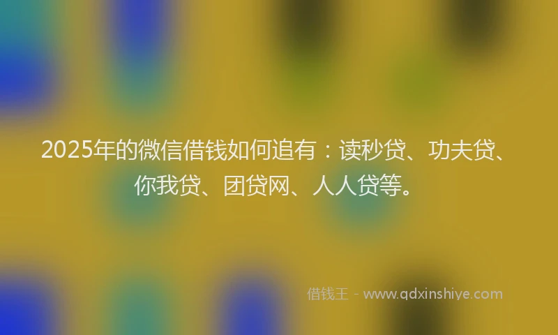 2025年的微信借钱如何追有：读秒贷、功夫贷、你我贷、团贷网、人人贷等。