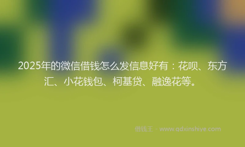 2025年的微信借钱怎么发信息好有：花呗、东方汇、小花钱包、柯基贷、融逸花等。
