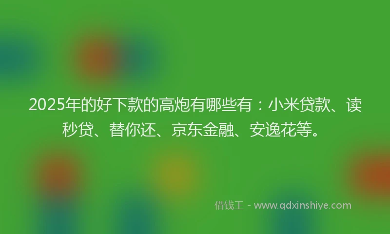 2025年的好下款的高炮有哪些有：小米贷款、读秒贷、替你还、京东金融、安逸花等。