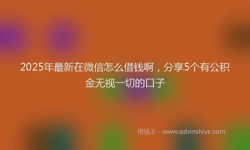 2025年最新在微信怎么借钱啊，分享5个有公积金无视一切的口子