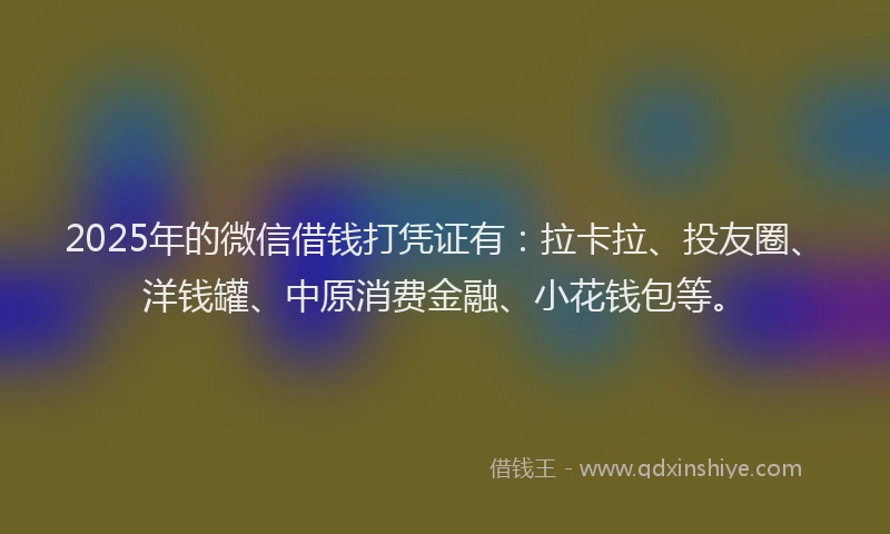 2025年的微信借钱打凭证有：拉卡拉、投友圈、洋钱罐、中原消费金融、小花钱包等。