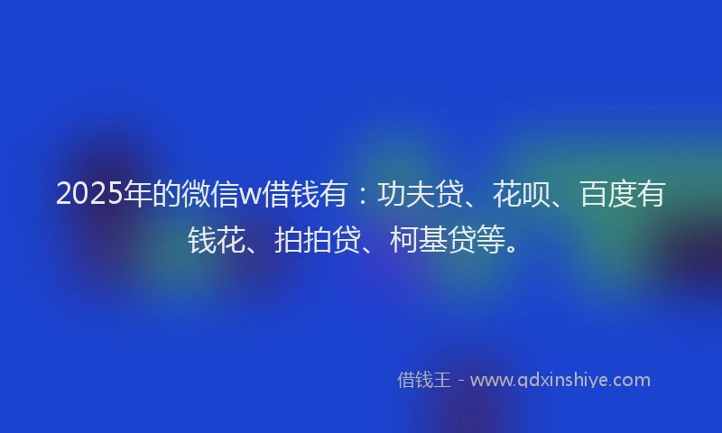 2025年的微信w借钱有：功夫贷、花呗、百度有钱花、拍拍贷、柯基贷等。