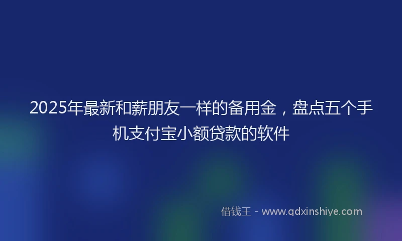 2025年最新和薪朋友一样的备用金，盘点五个手机支付宝小额贷款的软件