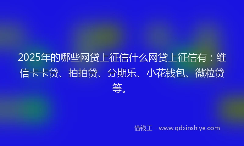 2025年的哪些网贷上征信什么网贷上征信有：维信卡卡贷、拍拍贷、分期乐、小花钱包、微粒贷等。