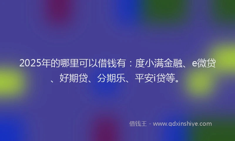 2025年的哪里可以借钱有：度小满金融、e微贷、好期贷、分期乐、平安i贷等。