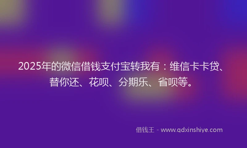 2025年的微信借钱支付宝转我有：维信卡卡贷、替你还、花呗、分期乐、省呗等。