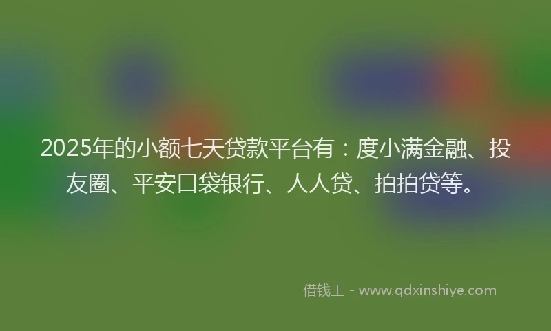 2025年的小额七天贷款平台有：度小满金融、投友圈、平安口袋银行、人人贷、拍拍贷等。