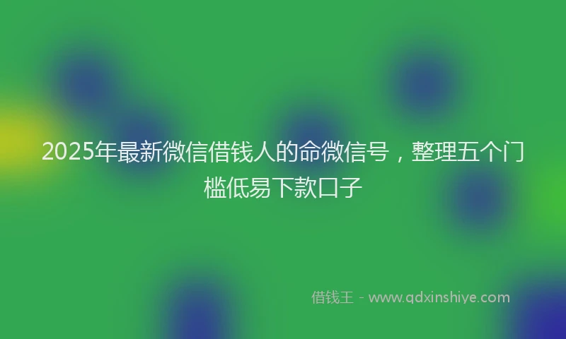 2025年最新微信借钱人的命微信号，整理五个门槛低易下款口子